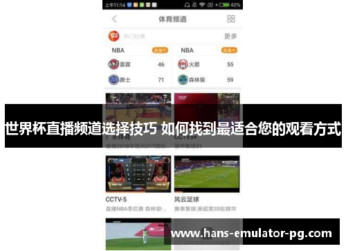 世界杯直播频道选择技巧 如何找到最适合您的观看方式